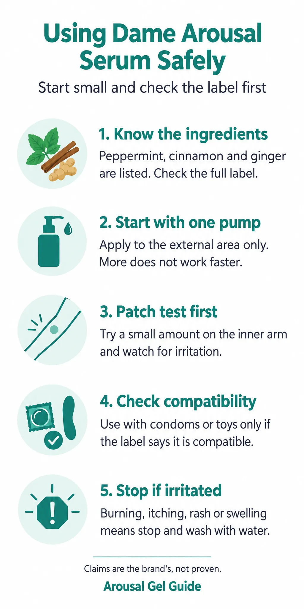 Dame Arousal Serum Explained: What It Contains and How to Use It: infographic